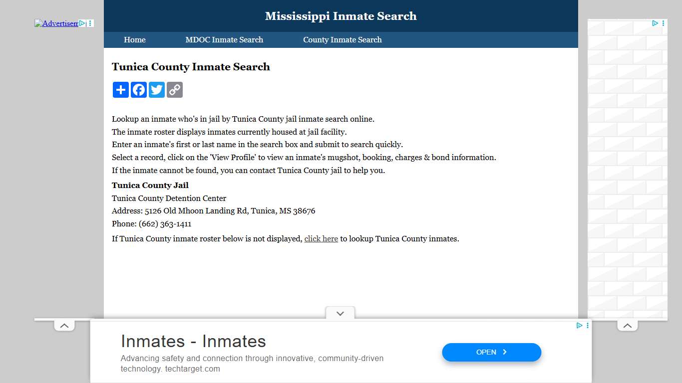 Tunica County Inmate Search