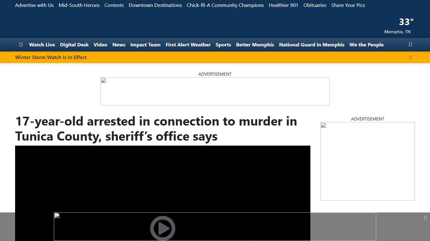 17-year-old arrested in connection to murder in Tunica County, sheriff’s office says
