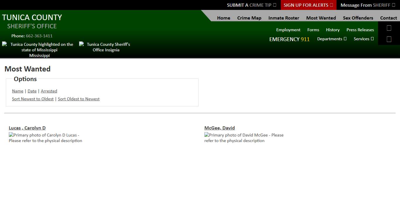 Most Wanted - - Page 0.1 - Tunica County Sheriff's Office
