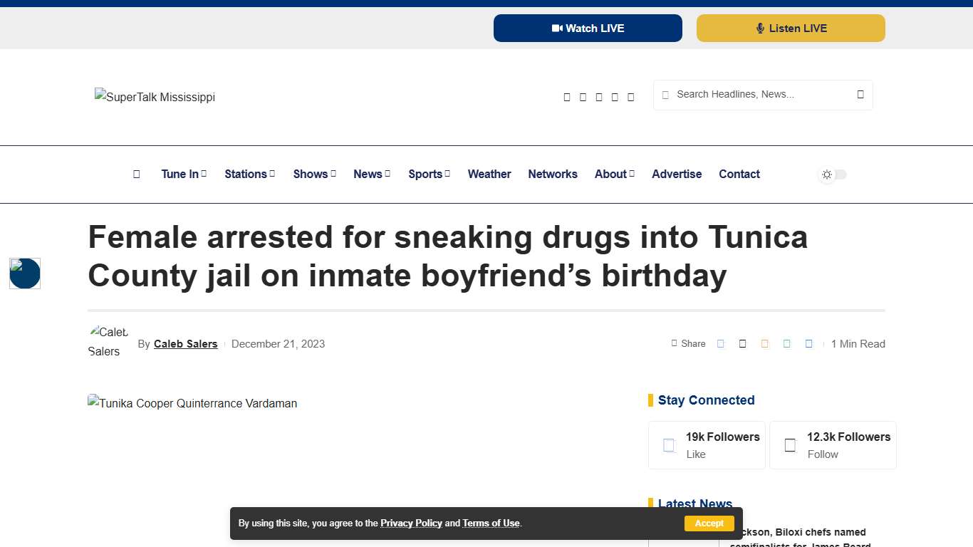 Female arrested for sneaking drugs into Tunica County jail on inmate boyfriend's birthday - SuperTalk Mississippi